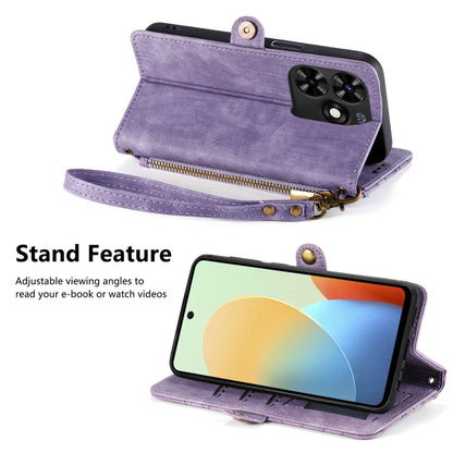 For Tecno Spark Go 2024 Geometric Zipper Wallet Side Buckle Leather Phone Case(Purple) by buy2fix