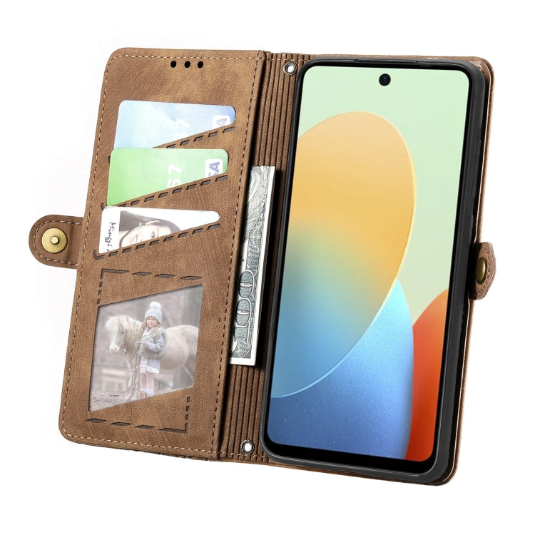 For Tecno Spark Go 2024 Geometric Zipper Wallet Side Buckle Leather Phone Case(Brown) by buy2fix