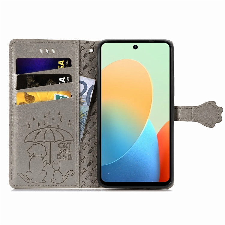 For Tecno Spark Go 2024 Cat and Dog Embossed Leather Phone Case(Grey) by buy2fix