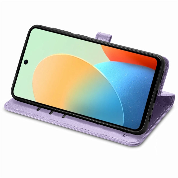 For Tecno Spark Go 2024 Cat and Dog Embossed Leather Phone Case(Purple) by buy2fix