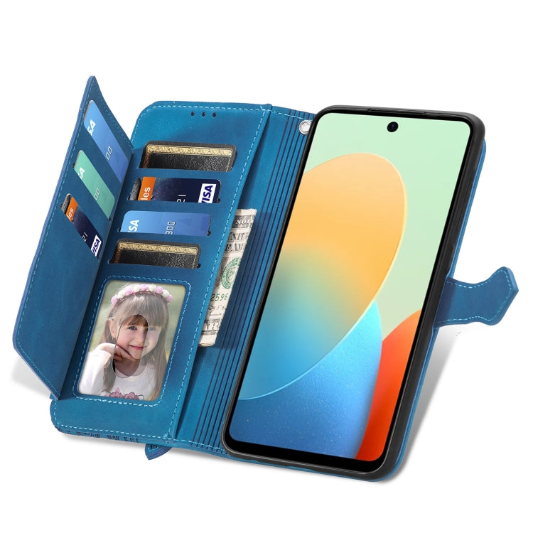 For Tecno Spark Go 2024 Embossed Flower Zipper Leather Phone Case(Blue) by buy2fix