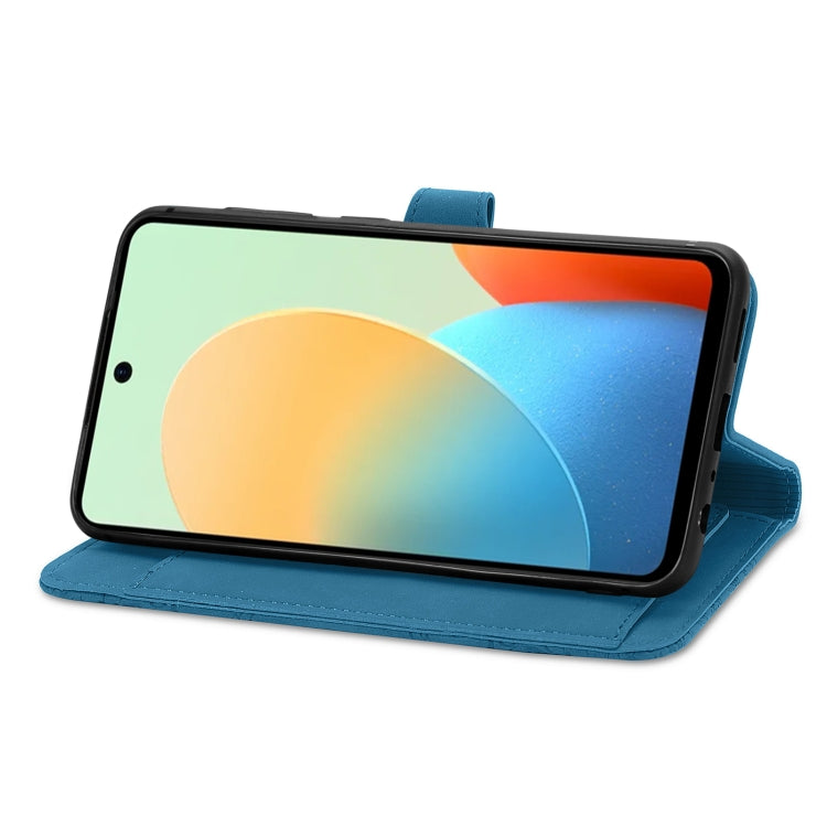 For Tecno Spark Go 2024 Embossed Flower Zipper Leather Phone Case(Blue) by buy2fix