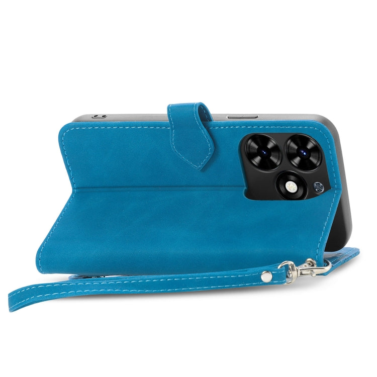 For Tecno Spark Go 2024 Embossed Flower Zipper Leather Phone Case(Blue) by buy2fix