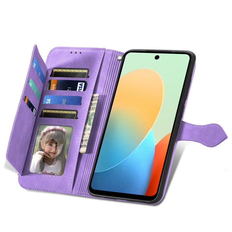 For Tecno Spark Go 2024 Embossed Flower Zipper Leather Phone Case(Purple) by buy2fix