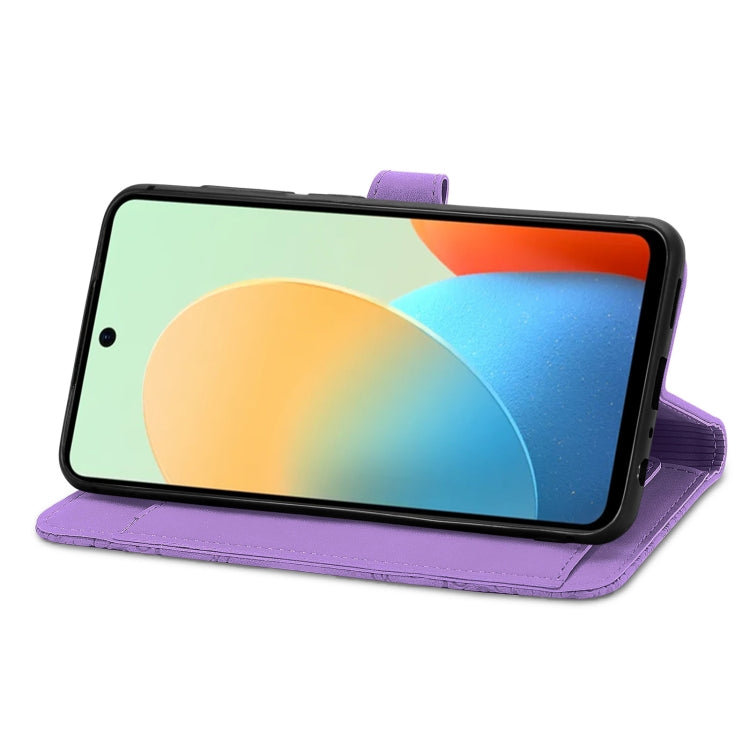 For Tecno Spark Go 2024 Embossed Flower Zipper Leather Phone Case(Purple) by buy2fix