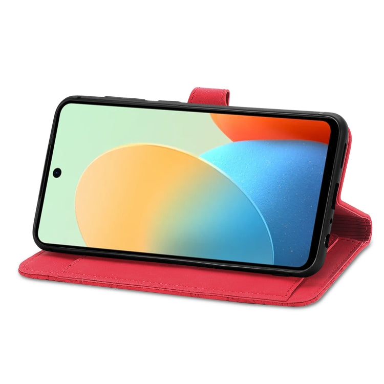 For Tecno Spark Go 2024 Embossed Flower Zipper Leather Phone Case(Red) by buy2fix