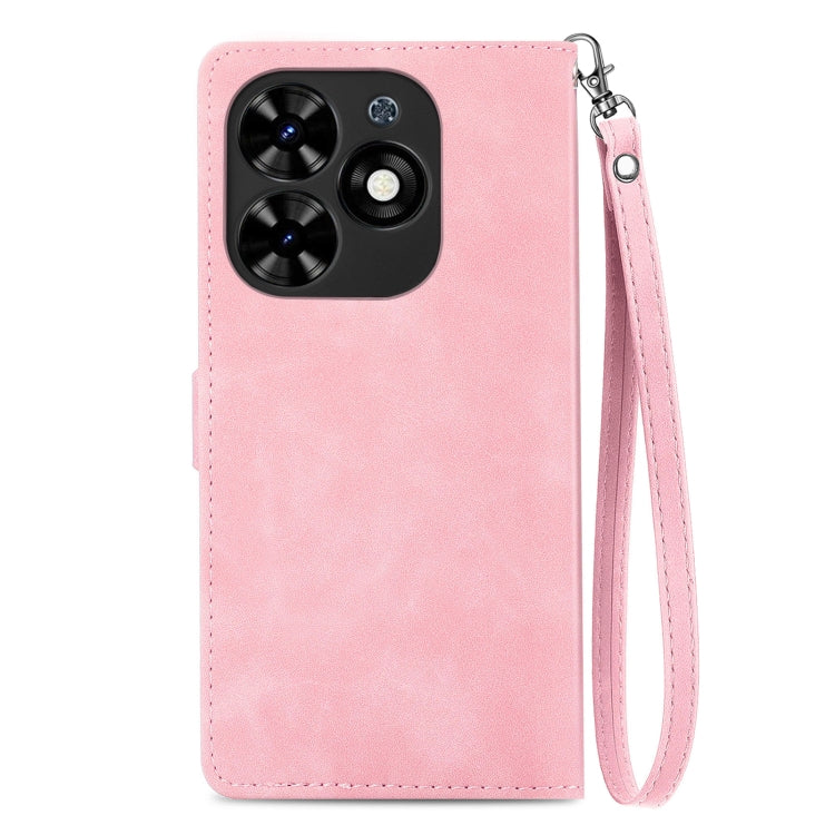 For Tecno Spark Go 2024 Embossed Flower Zipper Leather Phone Case(Pink) by buy2fix