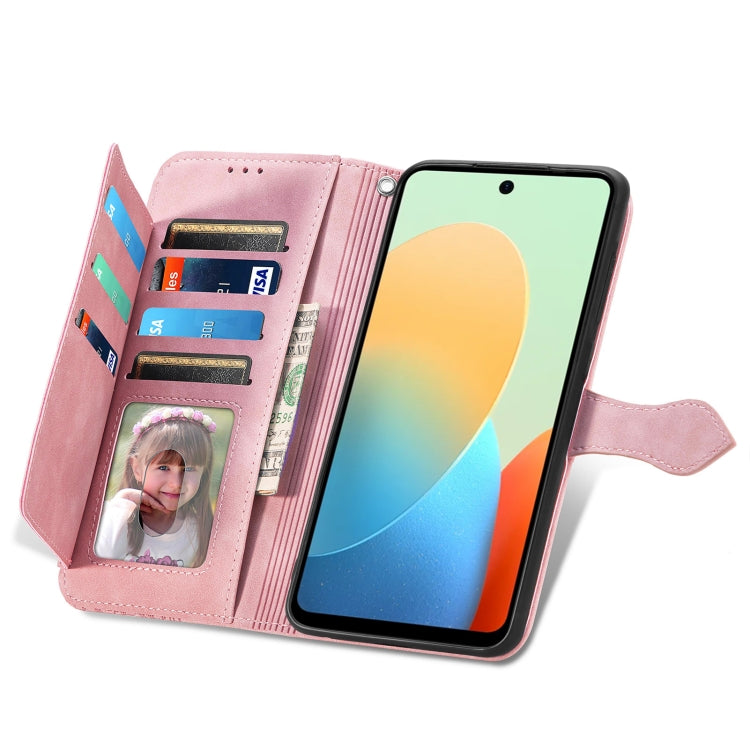 For Tecno Spark Go 2024 Embossed Flower Zipper Leather Phone Case(Pink) by buy2fix