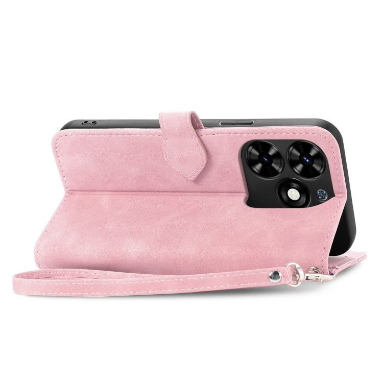 For Tecno Spark Go 2024 Embossed Flower Zipper Leather Phone Case(Pink) by buy2fix