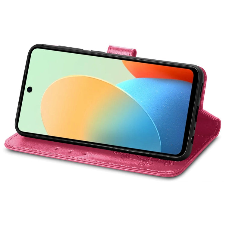 For Tecno Spark Go 2024 Four-leaf Clasp Embossed Buckle Leather Phone Case(Red) by buy2fix