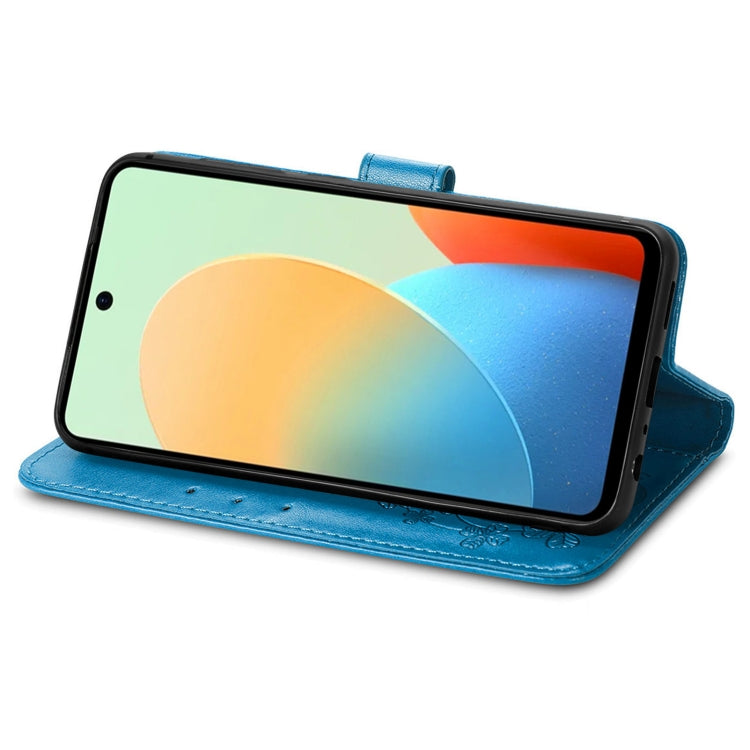 For Tecno Spark Go 2024 Four-leaf Clasp Embossed Buckle Leather Phone Case(Blue) by buy2fix