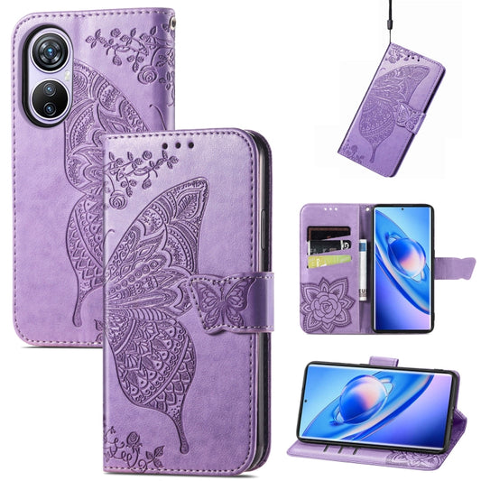 For Blackview A200 Pro Butterfly Love Flower Embossed Leather Phone Case(Lavender) - More Brand by buy2fix | Online Shopping UK | buy2fix