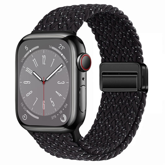 For Apple Watch Ultra 2 49mm Nylon Woven Magnetic Fold Buckle Watch Band(Starry Black) by buy2fix