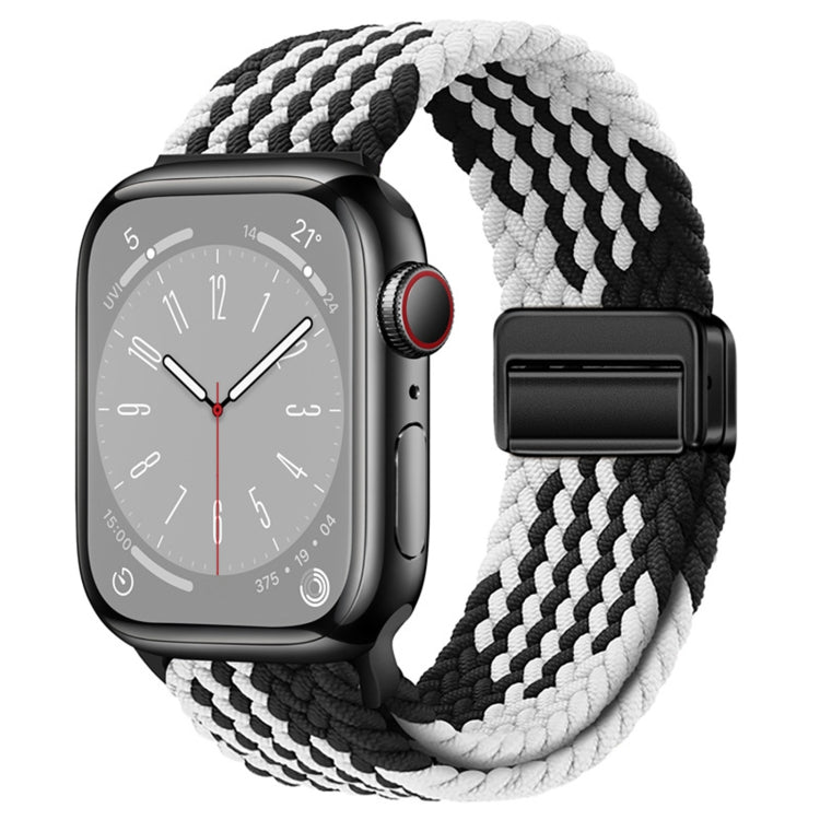 For Apple Watch Ultra 49mm Nylon Woven Magnetic Fold Buckle Watch Band(Z Black White) by buy2fix