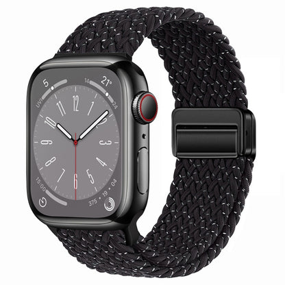 For Apple Watch Ultra 49mm Nylon Woven Magnetic Fold Buckle Watch Band(Starry Black) by buy2fix