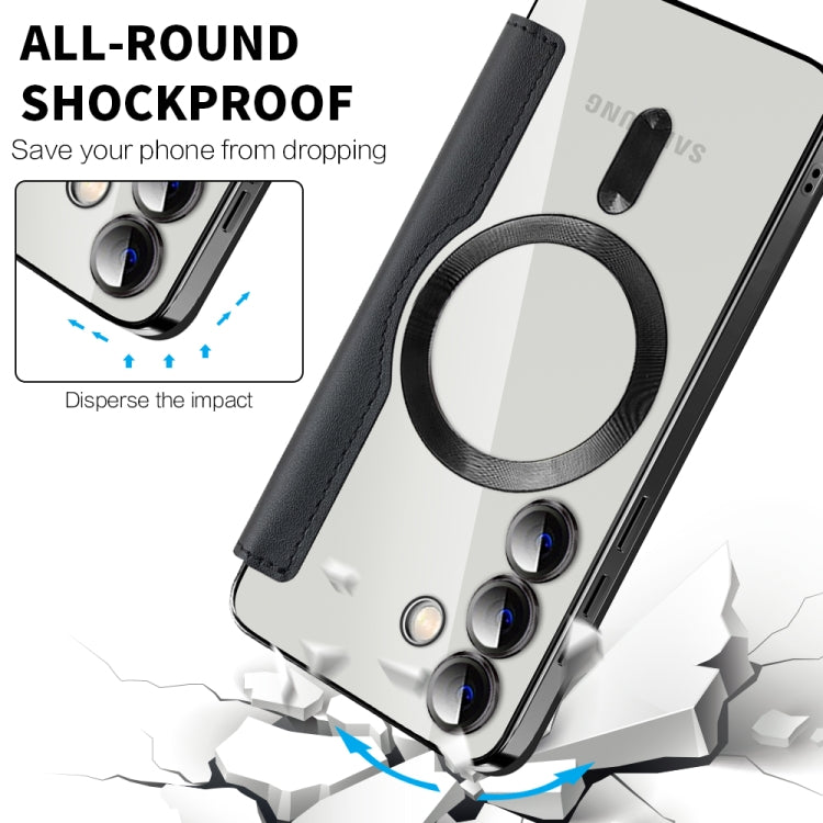 For Samsung Galaxy S25 5G Shield MagSafe RFID Anti-theft Leather Phone Case(Black) by buy2fix