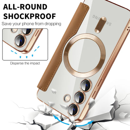 For Samsung Galaxy S25 5G Shield MagSafe RFID Anti-theft Leather Phone Case(Brown) by buy2fix
