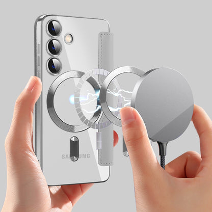 For Samsung Galaxy S25 5G Shield MagSafe RFID Anti-theft Leather Phone Case(Grey) by buy2fix