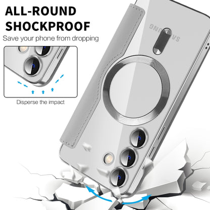 For Samsung Galaxy S25 5G Shield MagSafe RFID Anti-theft Leather Phone Case(Grey) by buy2fix