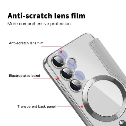 For Samsung Galaxy S25 5G Shield MagSafe RFID Anti-theft Leather Phone Case(Grey) by buy2fix