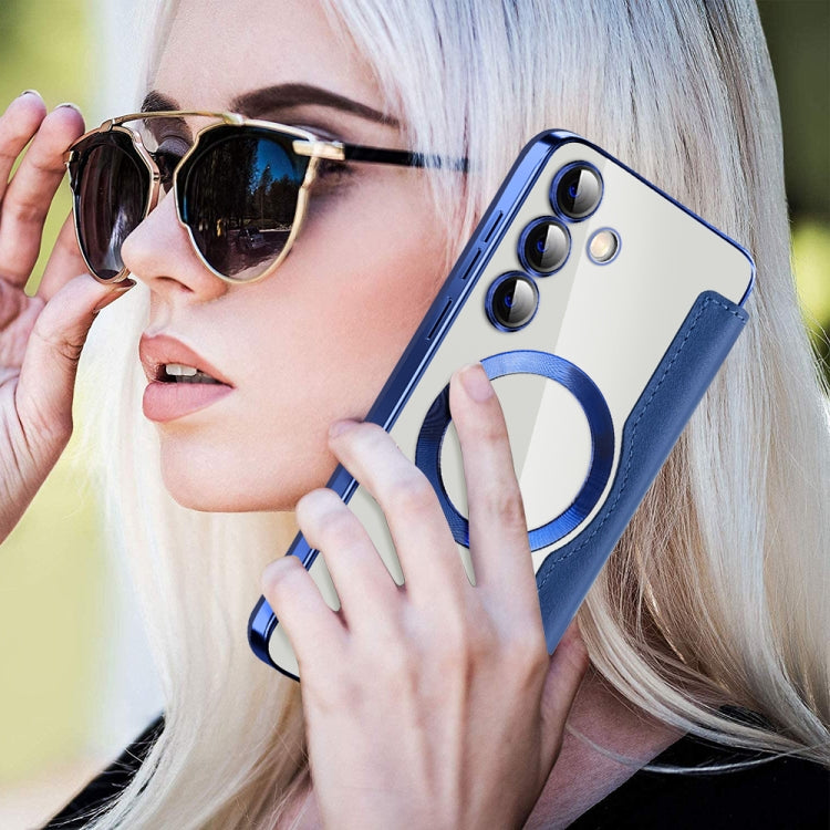 For Samsung Galaxy S25+ 5G Shield MagSafe RFID Anti-theft Leather Phone Case(Dark Blue) by buy2fix