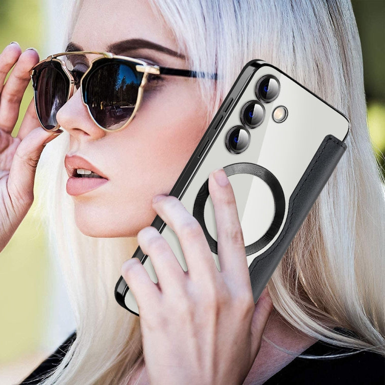 For Samsung Galaxy S25+ 5G Shield MagSafe RFID Anti-theft Leather Phone Case(Black) by buy2fix