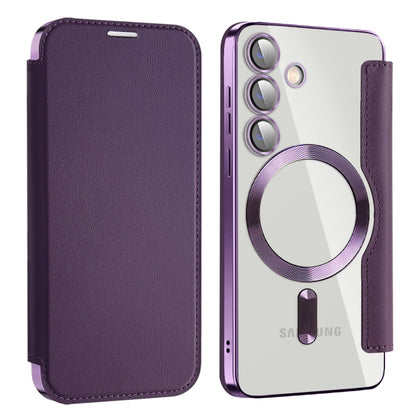 For Samsung Galaxy S25+ 5G Shield MagSafe RFID Anti-theft Leather Phone Case(Purple) by buy2fix