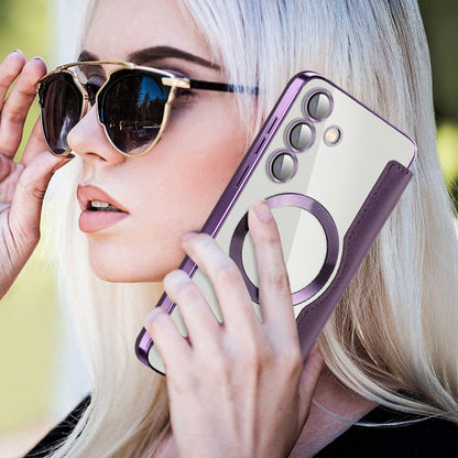 For Samsung Galaxy S25+ 5G Shield MagSafe RFID Anti-theft Leather Phone Case(Purple) by buy2fix