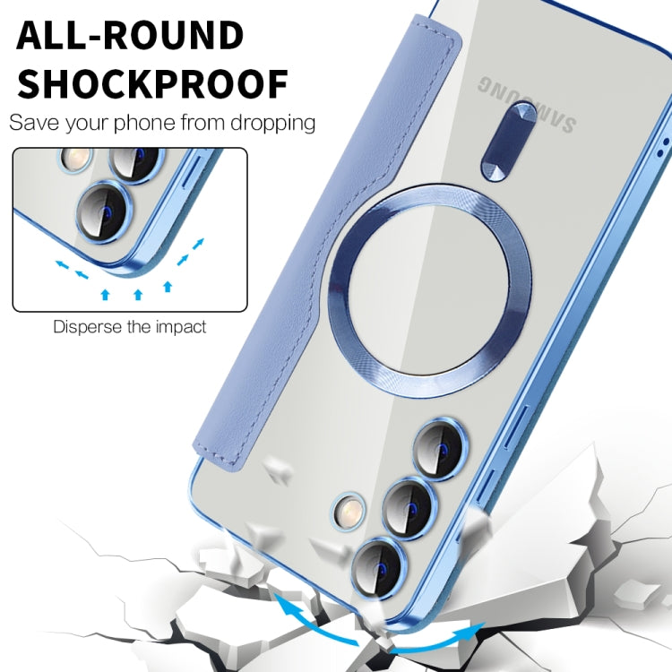 For Samsung Galaxy S25+ 5G Shield MagSafe RFID Anti-theft Leather Phone Case(Blue) by buy2fix
