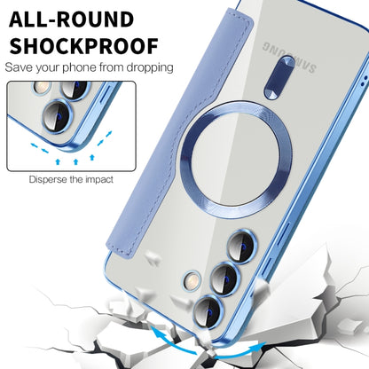For Samsung Galaxy S25+ 5G Shield MagSafe RFID Anti-theft Leather Phone Case(Blue) by buy2fix
