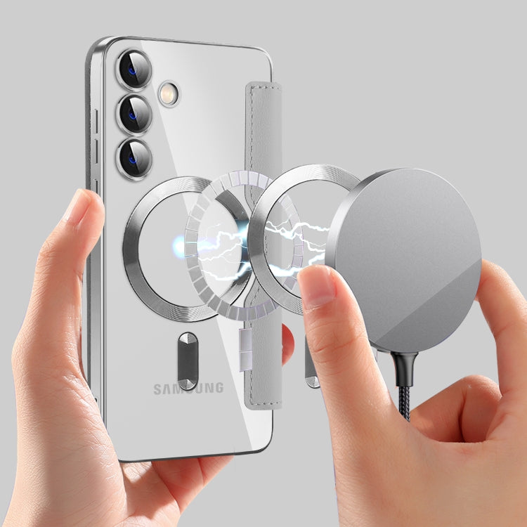 For Samsung Galaxy S25+ 5G Shield MagSafe RFID Anti-theft Leather Phone Case(Grey) by buy2fix