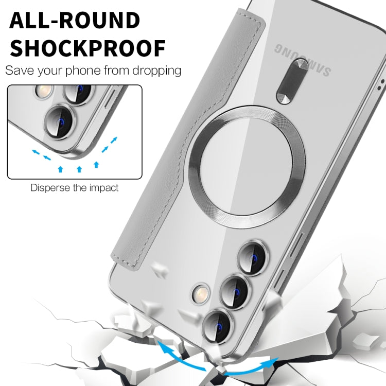 For Samsung Galaxy S25+ 5G Shield MagSafe RFID Anti-theft Leather Phone Case(Grey) by buy2fix