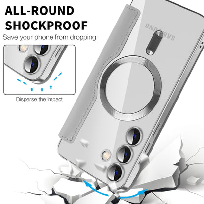 For Samsung Galaxy S25+ 5G Shield MagSafe RFID Anti-theft Leather Phone Case(Grey) by buy2fix