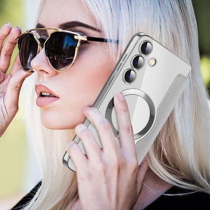 For Samsung Galaxy S25+ 5G Shield MagSafe RFID Anti-theft Leather Phone Case(Grey) by buy2fix