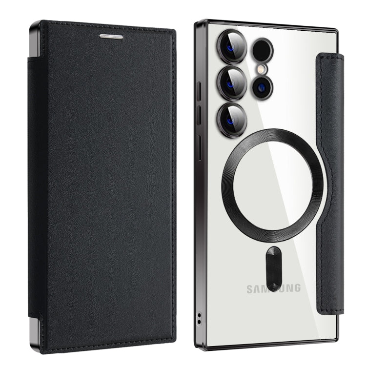 For Samsung Galaxy S25 Ultra 5G Shield MagSafe RFID Anti-theft Leather Phone Case(Black) by buy2fix