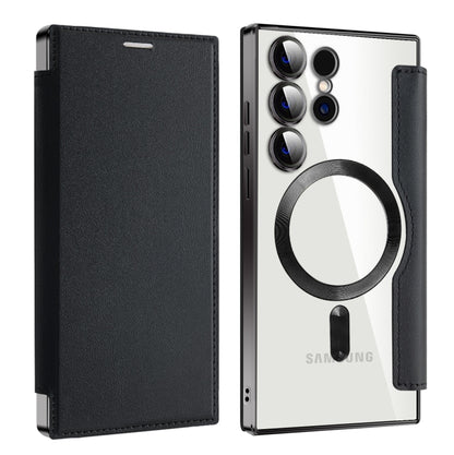 For Samsung Galaxy S25 Ultra 5G Shield MagSafe RFID Anti-theft Leather Phone Case(Black) by buy2fix