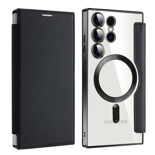 For Samsung Galaxy S25 Ultra 5G Shield MagSafe RFID Anti-theft Leather Phone Case(Black) by buy2fix