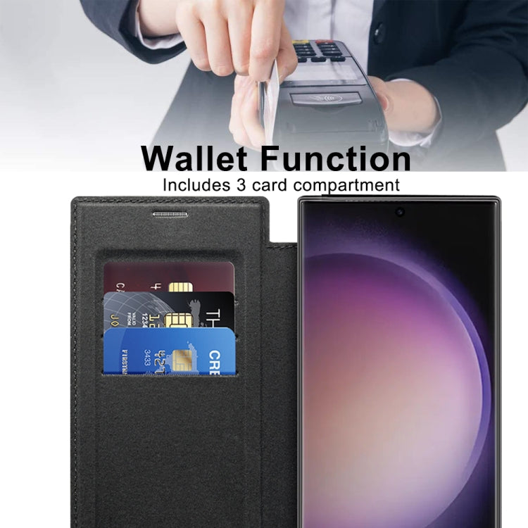 For Samsung Galaxy S25 Ultra 5G Shield MagSafe RFID Anti-theft Leather Phone Case(Black) by buy2fix