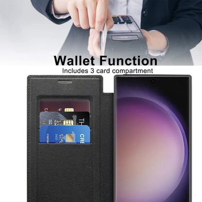 For Samsung Galaxy S25 Ultra 5G Shield MagSafe RFID Anti-theft Leather Phone Case(Black) by buy2fix