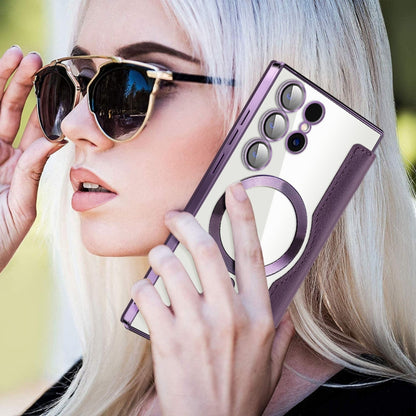 For Samsung Galaxy S25 Ultra 5G Shield MagSafe RFID Anti-theft Leather Phone Case(Purple) by buy2fix