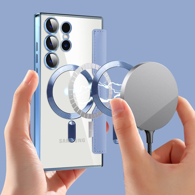 For Samsung Galaxy S25 Ultra 5G Shield MagSafe RFID Anti-theft Leather Phone Case(Blue) by buy2fix