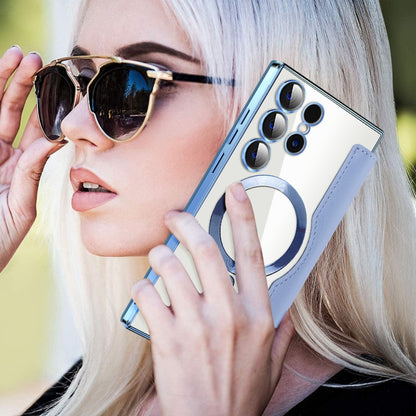 For Samsung Galaxy S25 Ultra 5G Shield MagSafe RFID Anti-theft Leather Phone Case(Blue) by buy2fix