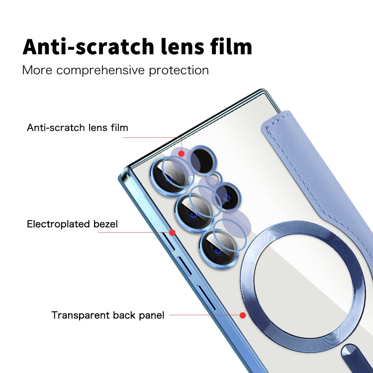 For Samsung Galaxy S25 Ultra 5G Shield MagSafe RFID Anti-theft Leather Phone Case(Blue) by buy2fix