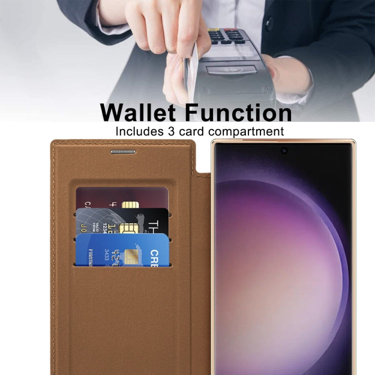 For Samsung Galaxy S25 Ultra 5G Shield MagSafe RFID Anti-theft Leather Phone Case(Brown) by buy2fix