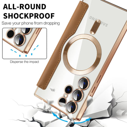 For Samsung Galaxy S25 Ultra 5G Shield MagSafe RFID Anti-theft Leather Phone Case(Brown) by buy2fix