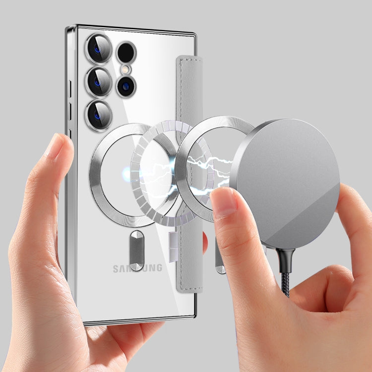 For Samsung Galaxy S25 Ultra 5G Shield MagSafe RFID Anti-theft Leather Phone Case(Grey) by buy2fix