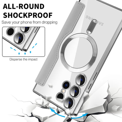 For Samsung Galaxy S25 Ultra 5G Shield MagSafe RFID Anti-theft Leather Phone Case(Grey) by buy2fix