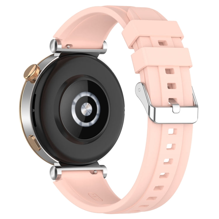 For Huawei Watch GT4 41mm Official Steps Style Silver Buckle Silicone Watch Band(Pink) by buy2fix