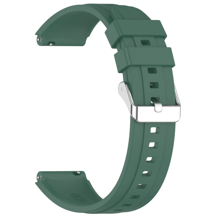 For Huawei Watch GT4 41mm Official Steps Style Silver Buckle Silicone Watch Band(Dark Green) by buy2fix