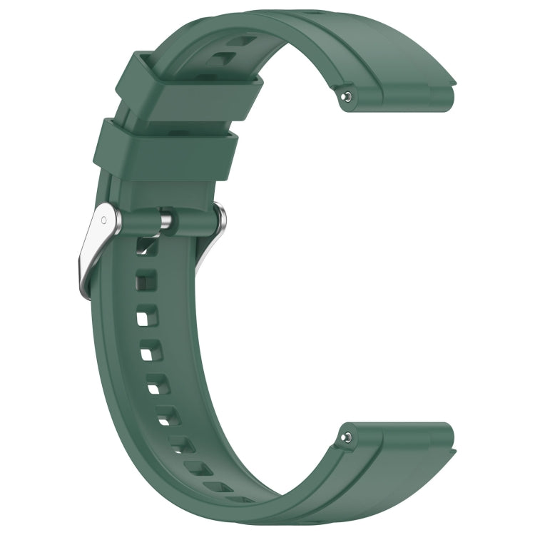 For Huawei Watch GT4 41mm Official Steps Style Silver Buckle Silicone Watch Band(Dark Green) by buy2fix